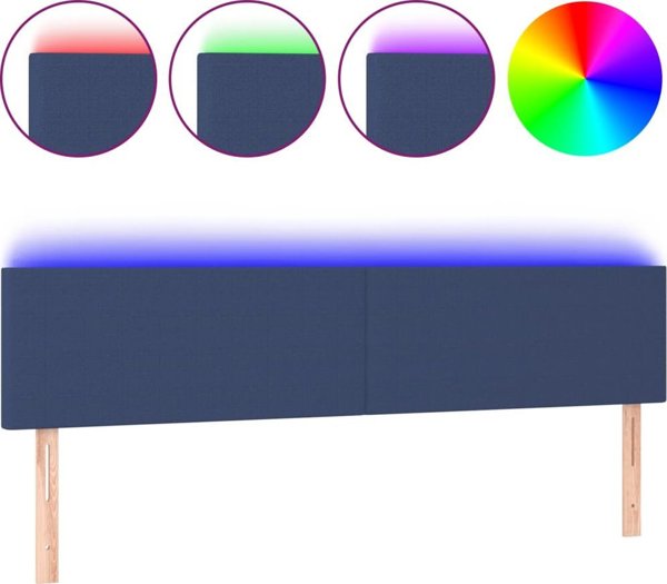 vidaXL κεφαλάρι κρεβατιού με LED, μπλε, 180x5x78/88 cm, ύφασμα