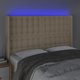 vidaXL Κεφαλάρι κρεβατιού με LED κρεμ, 147x16x118/128 cm, ύφασμα