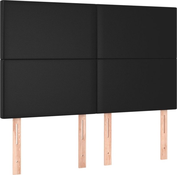 vidaXL Κρεβάτι κοντινεντάλ με στρώμα και LED, μαύρη οικοδερμάτινη επένδυση 140x200 cm