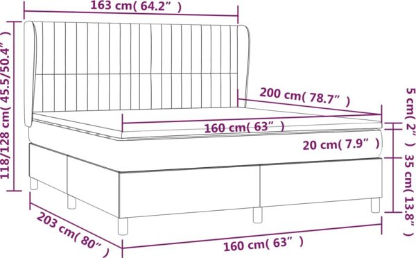 vidaXL Λουξεμβουργιανό κρεβάτι με στρώμα, ροζ, 160x200 cm, βελούδο