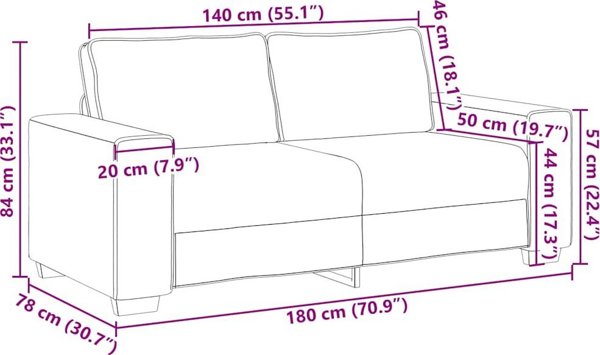 vidaXL Διθέσιος Καναπές, Βελούδινος, Καφέ, 140 εκ.