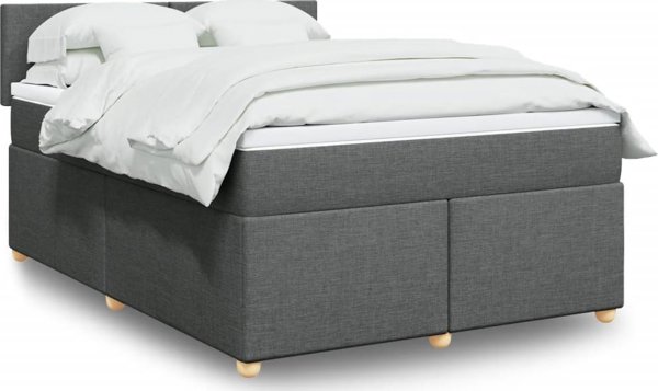 vidaXL Κρεβάτι Continental με Στρώμα, Σκούρο Γκρι Ύφασμα, 160x200 cm