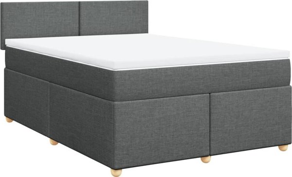 vidaXL Κρεβάτι Continental με Στρώμα, Σκούρο Γκρι Ύφασμα, 160x200 cm