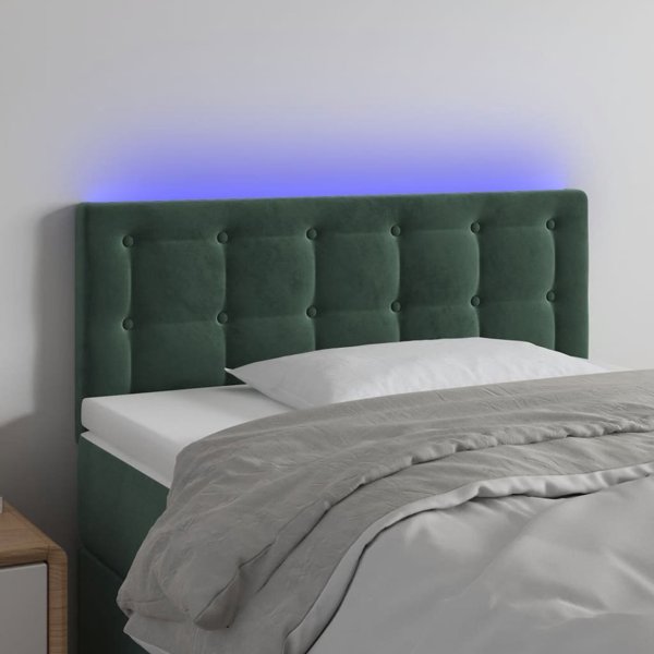 vidaXL Κεφαλάρι κρεβατιού με LED, σκούρο πράσινο, 100x5x78/88 εκ., βελούδο