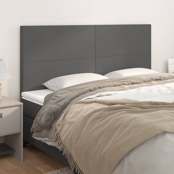 vidaXL Προσκέφαλα για κρεβάτι, 4 τεμάχια, γκρι, 90x5x78/88 εκ., συνθετικό δέρμα