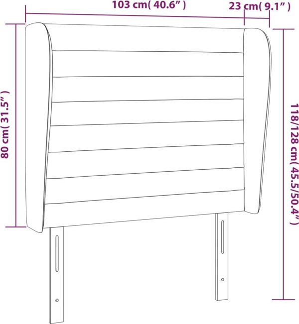 vidaXL Προσκέφαλος uszak, μπλε, 103x23x118/128 cm, ύφασμα