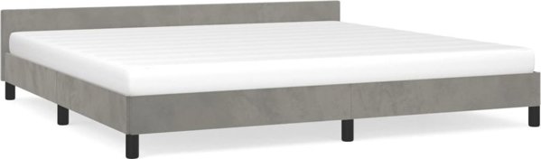 vidaXL Rama κρεβατιού με κεφαλάρι, ανοιχτό γκρι, 200x200 εκ., βελούδινη