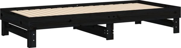 vidaXL Κρεβάτι Εκτεινόμενο, Μαύρο, 2x(100x200) εκ., από Στερεό Έλατο