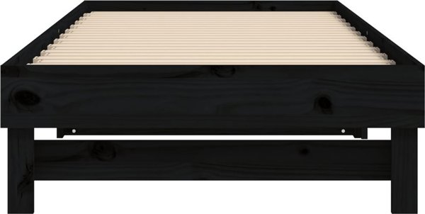vidaXL Κρεβάτι Εκτεινόμενο, Μαύρο, 2x(100x200) εκ., από Στερεό Έλατο