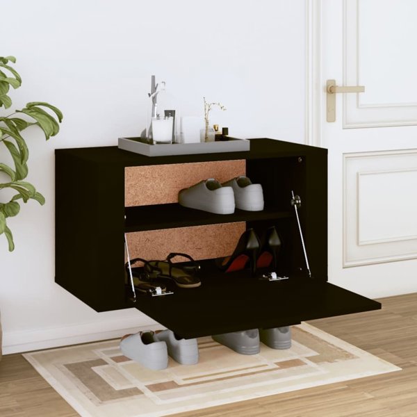 vidaXL Επιτοίχια Ντουλάπα για Παπούτσια Μαύρη 70x35x38 εκ.