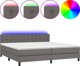 vidaXL Lozko kontynentalne z materacem i LED szara ekoskora 200x200 cm
