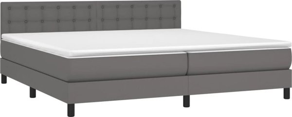 vidaXL Lozko kontynentalne z materacem i LED szara ekoskora 200x200 cm