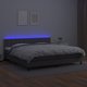 vidaXL Lozko kontynentalne z materacem i LED szara ekoskora 200x200 cm