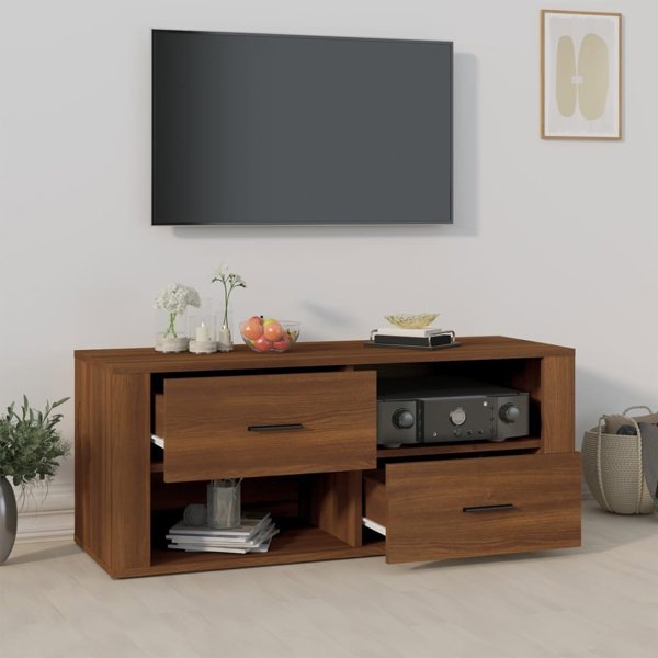 vidaXL Έπιπλο τηλεόρασης, καφέ δρυς, 100x35x40 εκ.