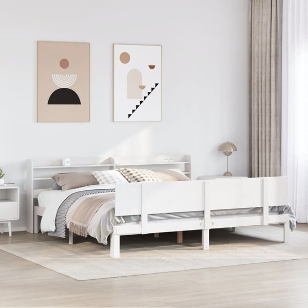vidaXL Ramata lozkou me katedraki, xwris strwma, leuko, 200x200 cm