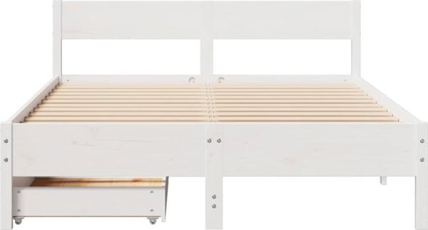 vidaXL Λευκή κορνίζα κρεβατιού χωρίς στρώμα, 120x200 cm, πεύκο