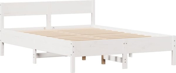 vidaXL Λευκή κορνίζα κρεβατιού χωρίς στρώμα, 120x200 cm, πεύκο