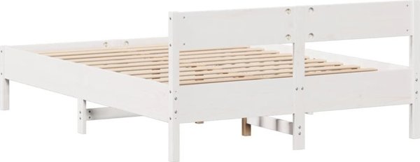 vidaXL Λευκή κορνίζα κρεβατιού χωρίς στρώμα, 120x200 cm, πεύκο