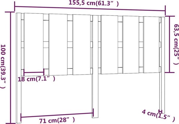 vidaXL Κεφαλάρι Κρεβατιού, Μέλι Καφέ, 155.5x4x100 cm, Πεύκο
