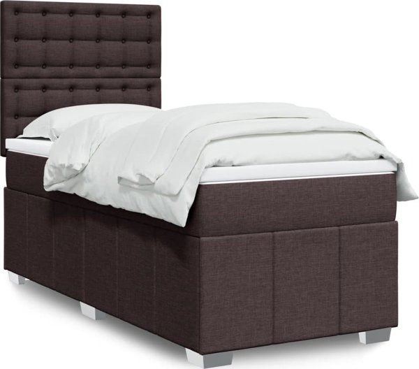 vidaXL Κρεβάτι κοντινεντάλ με στρώμα καφέ 90x190 cm