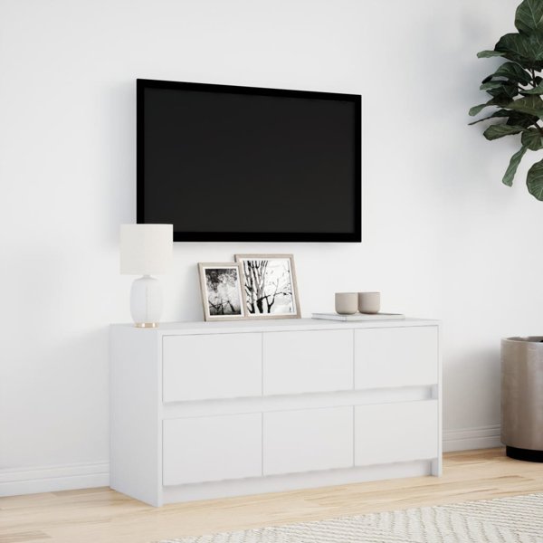 vidaXL Έπιπλο Τηλεόρασης με LED, λευκό, 100x34x50εκ, ξύλινο υλικό