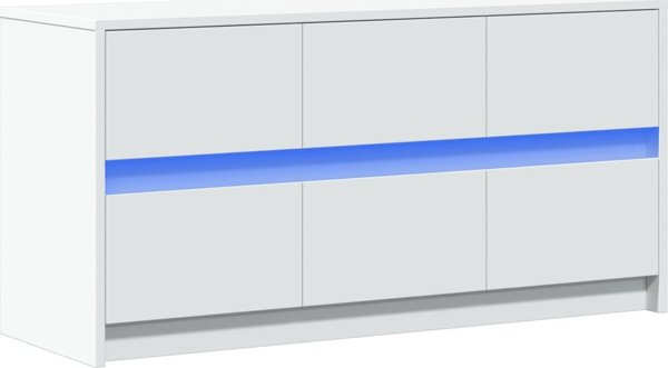 vidaXL Έπιπλο Τηλεόρασης με LED, λευκό, 100x34x50εκ, ξύλινο υλικό