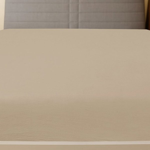 vidaXL Σεντόνια, 2 τεμ., taupe, 180x200 cm, βαμβακερό ζέρσεϊ