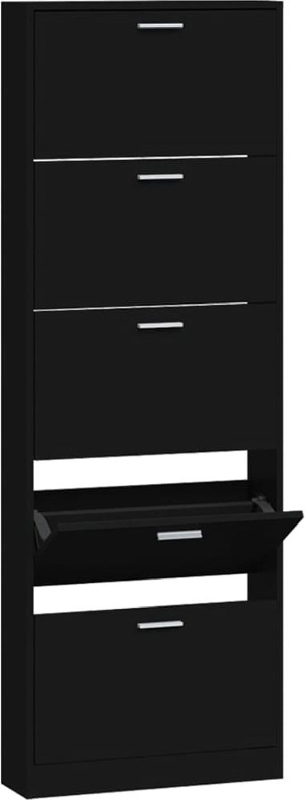 vidaXL Ντουλάπι παπουτσιών, μαύρο, 59x17x169 εκ, ξυλοπούνσιο υλικό