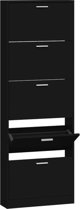 vidaXL Ντουλάπι παπουτσιών, μαύρο, 59x17x169 εκ, ξυλοπούνσιο υλικό