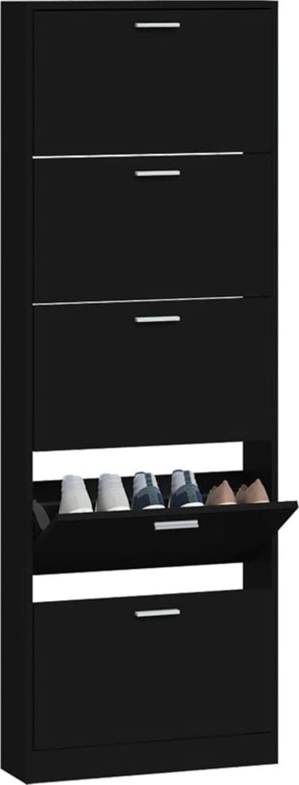 vidaXL Ντουλάπι παπουτσιών, μαύρο, 59x17x169 εκ, ξυλοπούνσιο υλικό