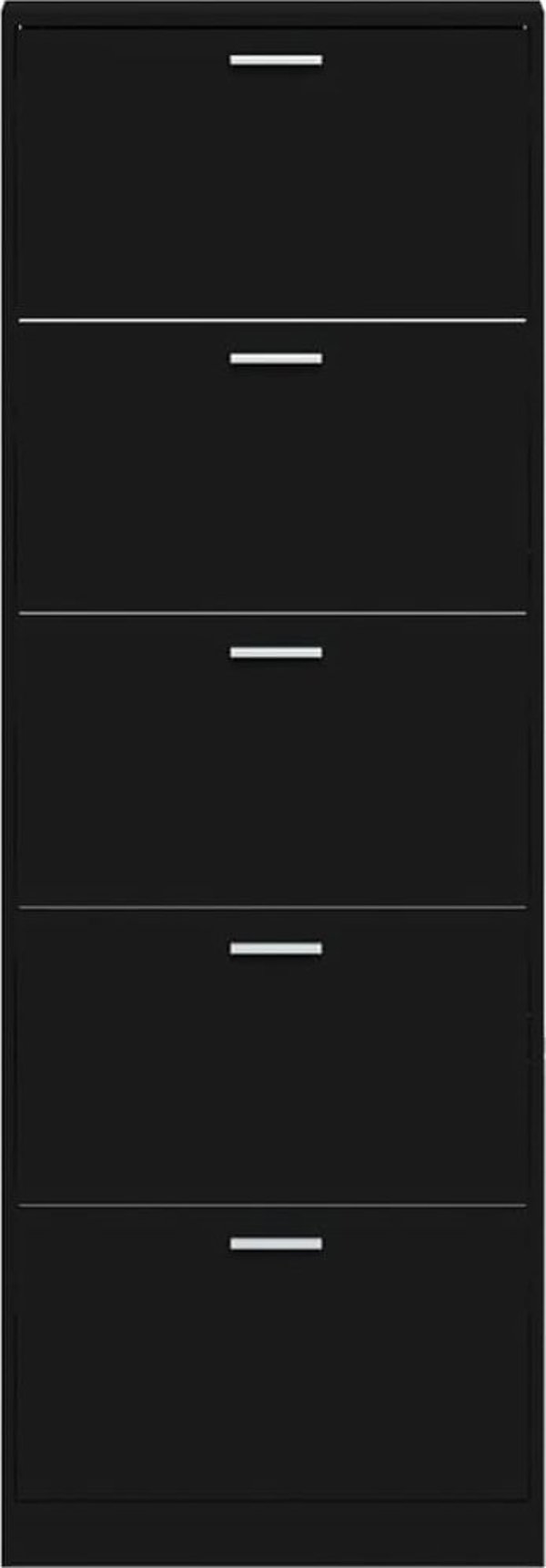 vidaXL Ντουλάπι παπουτσιών, μαύρο, 59x17x169 εκ, ξυλοπούνσιο υλικό