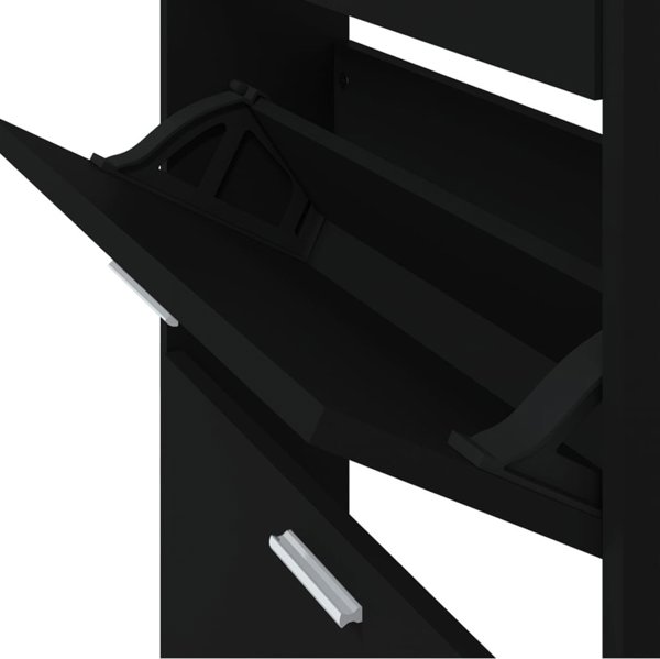 vidaXL Ντουλάπι παπουτσιών, μαύρο, 59x17x169 εκ, ξυλοπούνσιο υλικό