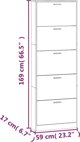 vidaXL Ντουλάπι παπουτσιών, μαύρο, 59x17x169 εκ, ξυλοπούνσιο υλικό