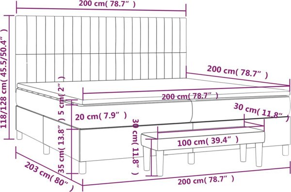 vidaXL Κοντινεντάλ κρεβάτι με στρώμα, μαύρο, βελούδο 200x200 cm