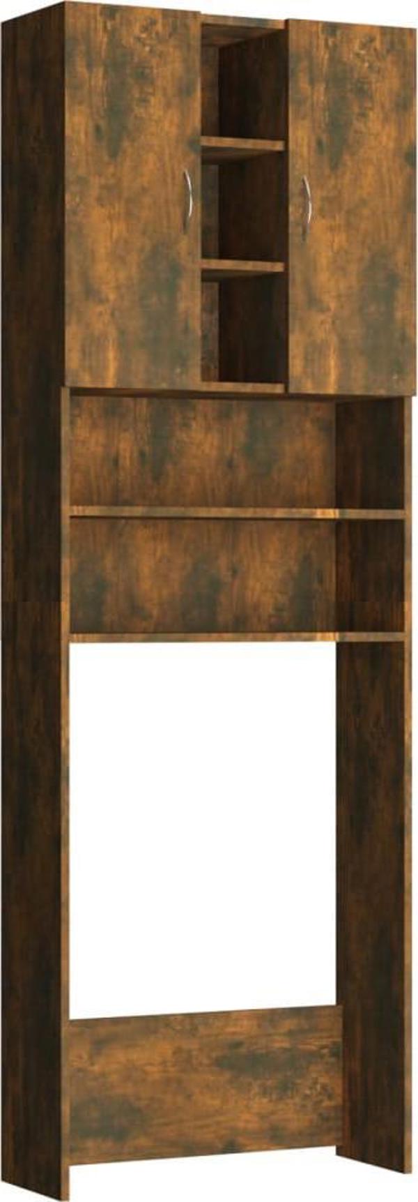 vidaXL Ντουλάπι πλυντηρίου, καπνιστός δρυς, 64 x 25,5 x 190 cm