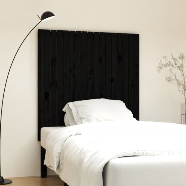 vidaXL Κεφαλάρι κρεβατιού, μαύρο, 108x3x110 cm, μασίφ πεύκο