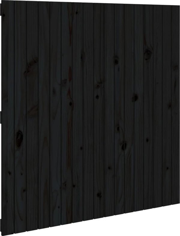 vidaXL Κεφαλάρι κρεβατιού, μαύρο, 108x3x110 cm, μασίφ πεύκο