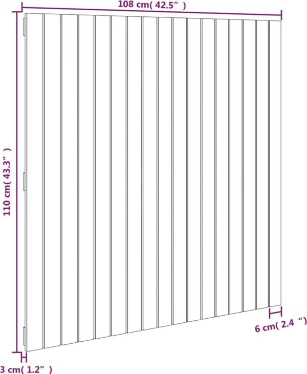 vidaXL Κεφαλάρι κρεβατιού, μαύρο, 108x3x110 cm, μασίφ πεύκο