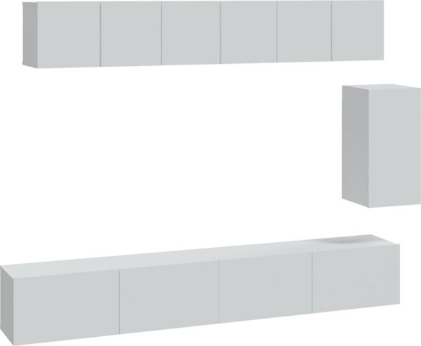 vidaXL Σετ 6 Ντουλάπια για Τηλεόραση, Λευκό, Ξύλινα Συνθετικά Υλικά