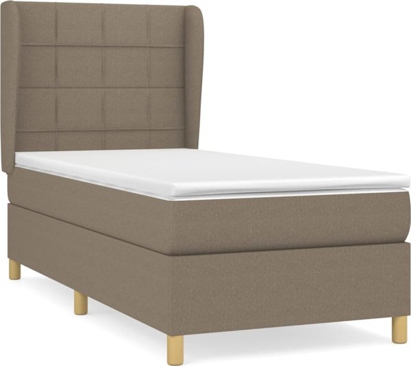vidaXL Κοντινενταλ κρεβάτι με στρώμα taupe ύφασμα 100x200 cm