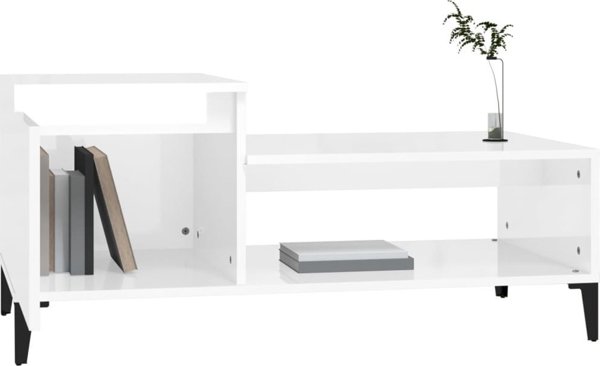vidaXL Λευκό γυαλιστερό τραπεζάκι καφέ, 100x50x45 cm