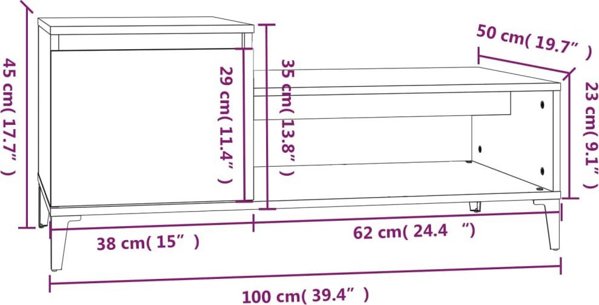 vidaXL Λευκό γυαλιστερό τραπεζάκι καφέ, 100x50x45 cm