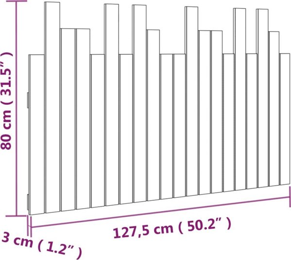 vidaXL Κεφαλάρι κρεβατιού λευκό 127,5x3x80 εκ. από μασίφ πεύκο