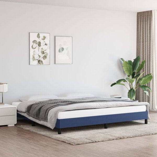 vidaXL Κορνίζα κρεβατιού, μπλε, 200x200 εκ., με υφασμάτινη επένδυση