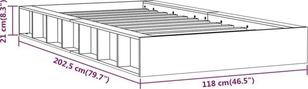 vidaXL Ράμα κρεβατιού λευκή, 100 x 200 εκ., μασίφ ξύλο