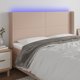 vidaXL Zaglowek do lotka z LED cappuccino 203x16x118/128cm ekoskora