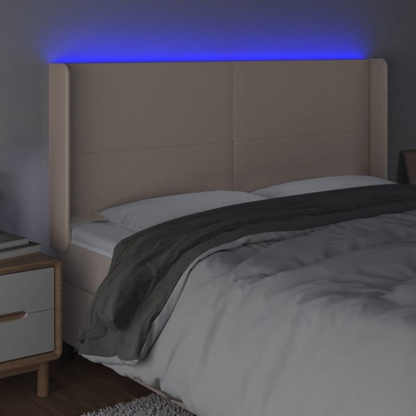 vidaXL Zaglowek do lotka z LED cappuccino 203x16x118/128cm ekoskora