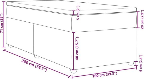 vidaXL Lozko kontynentalne z materacem, czarne, tkanina, 100x200 cm