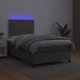 vidaXL Κρεβάτι Κοντινεντάλ με Στρώμα και LED, Γκρι Φυσικό Δέρμα 120x200 cm