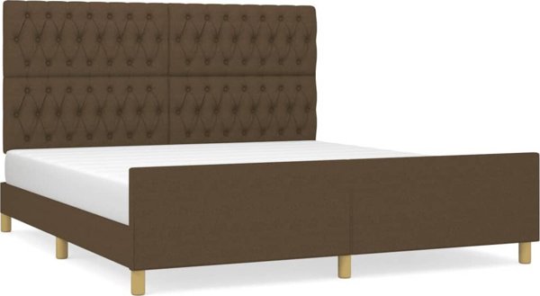 vidaXL Rama κρεβατιού με κεφαλάρι, σκούρο καφέ, 180x200 εκ., υφασμάτινη